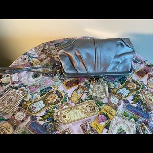 Coach evening bag/wristlet leather strap Metallic